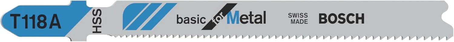 تیغه اره عمود بر بوش مدل T118A با گیره T مناسب برای فولاد 17-24 Tpi (بسته 5 عددی) (2608631013)، آبی، 16.3 سانتی متر X 0.8 سانتی متر X 2.7 سانتی متر