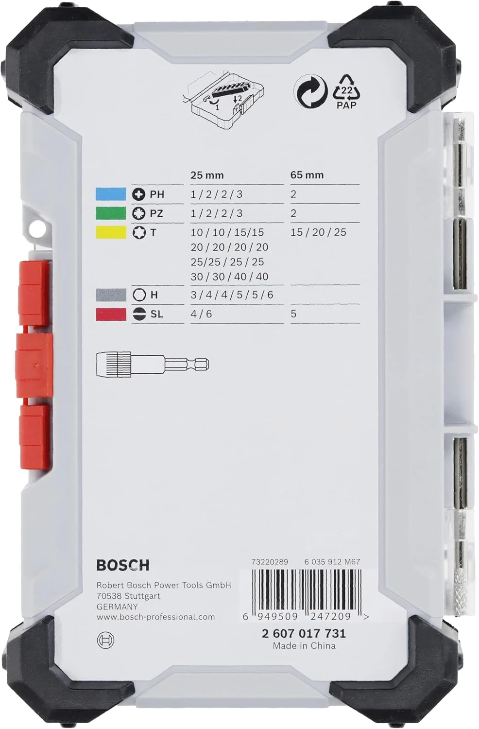 مجموعه سری پیچ گوشتی بوش مدل 2607017731 (40 عددی، شفت هگز 0.25 اینچ (6.35 میلی متر)، ساق شیاردار 0.4 اینچ (9 میلی متر)، به همراه جعبه)