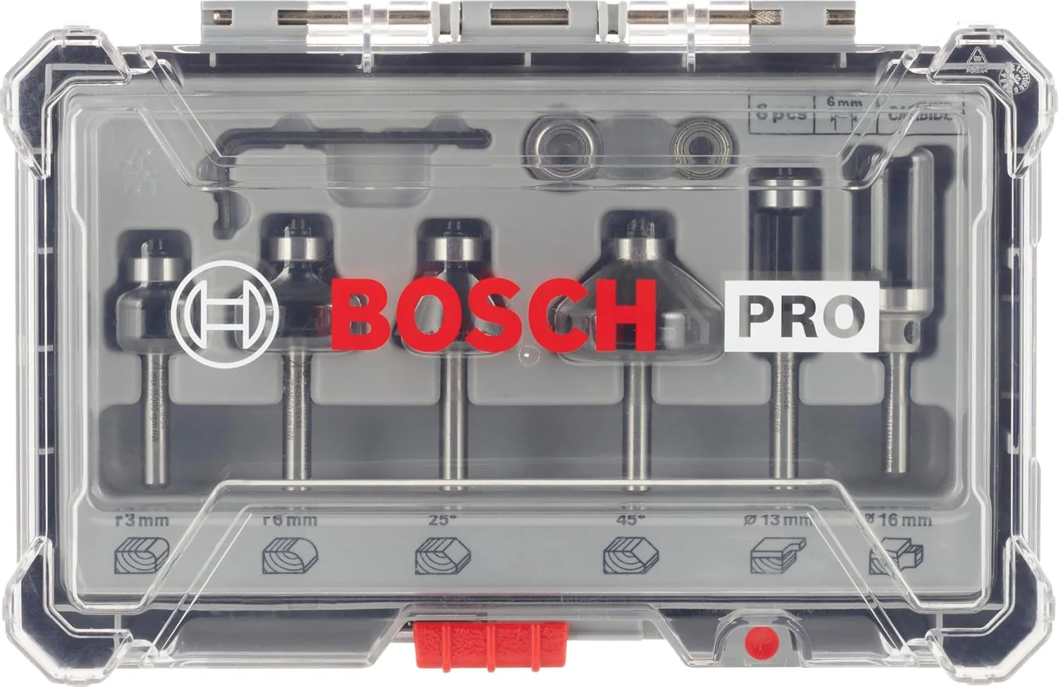 مجموعه 6 عددی تیغه فرز نجاری بوش پروفشنال 2607017468 با شفت 6 میلی‌متری