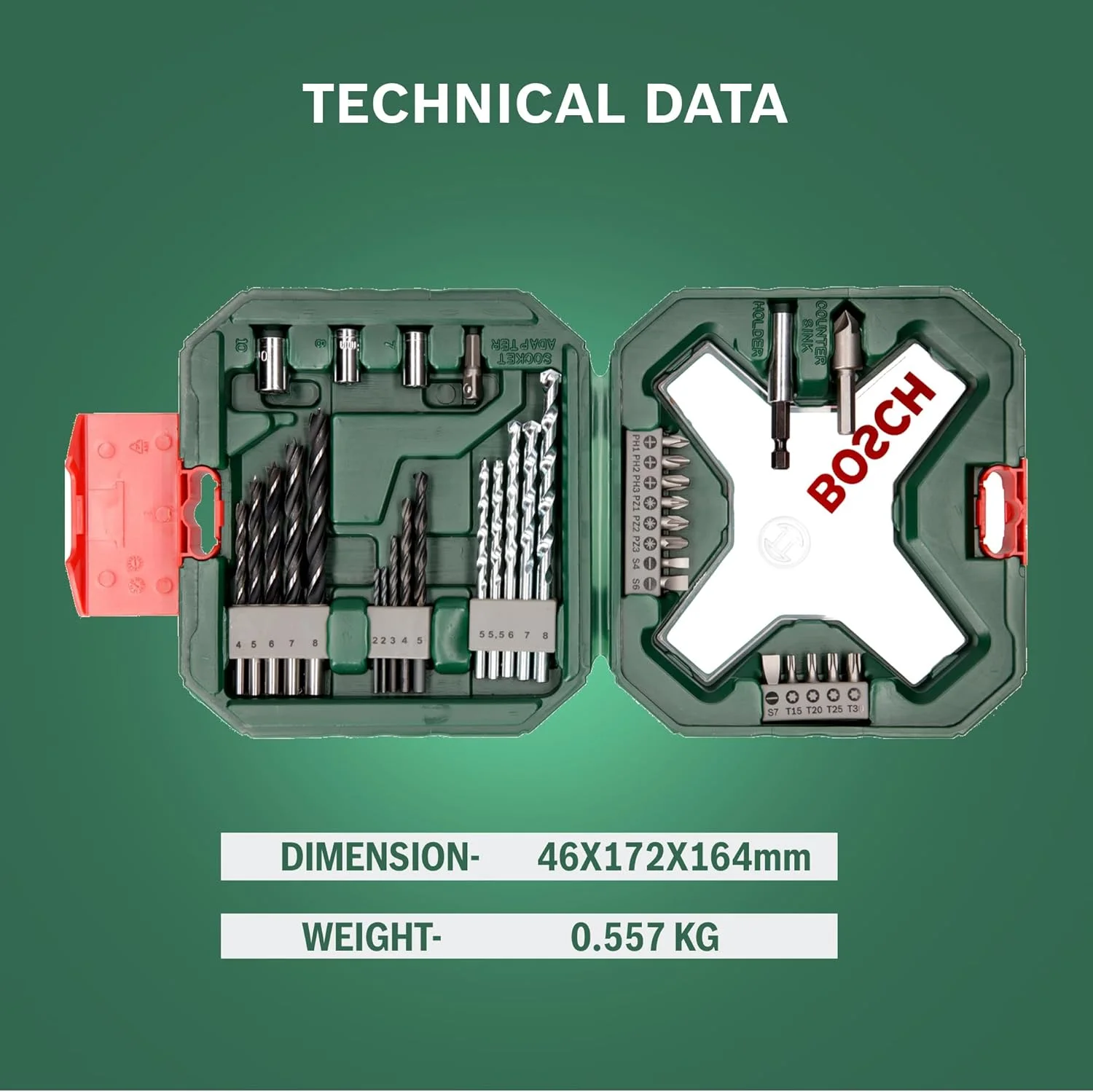 مجموعه 34 عددی مته و سری پیچ گوشتی کلاسیک X-Line بوش (چوب، مصالح ساختمانی و فلز، لوازم جانبی برای دریل)