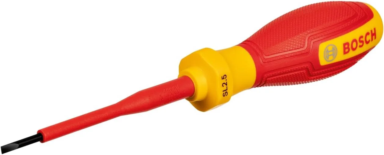 پیچ گوشتی حرفه ای VDE بوش مدل SL2.5x75 (دارای گواهی تا 1000 ولت، عایق شده با ترموپلاستیک الاستومر (TPE))