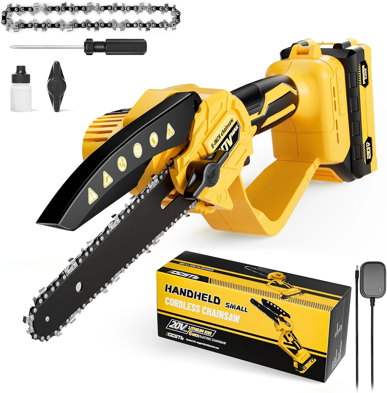 اره زنجیری کوچک سازگار با باتری 20 ولت Dewalt MAX، اره زنجیری هرس شارژی با قفل ایمنی و زنجیر جایگزین، با باتری برای برش چوب | هرس درخت | کمپینگ (باتری شامل می شود) اره زنجیری کوچک سازگار با باتری 20 ولت Dewalt MAX، اره زنجیری هرس شارژی با قفل ایمنی و زنجیر جایگزین، با باتری برای برش چوب | هرس درخت | کمپینگ (باتری شامل می شود)