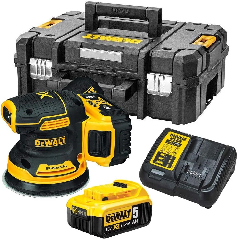 DEWALT DCW210P2-QW - سنباده لرزان گرد بدون جاروبک XR 18 ولت به همراه 2 باتری لیتیوم-یون 5.0 آمپر ساعت