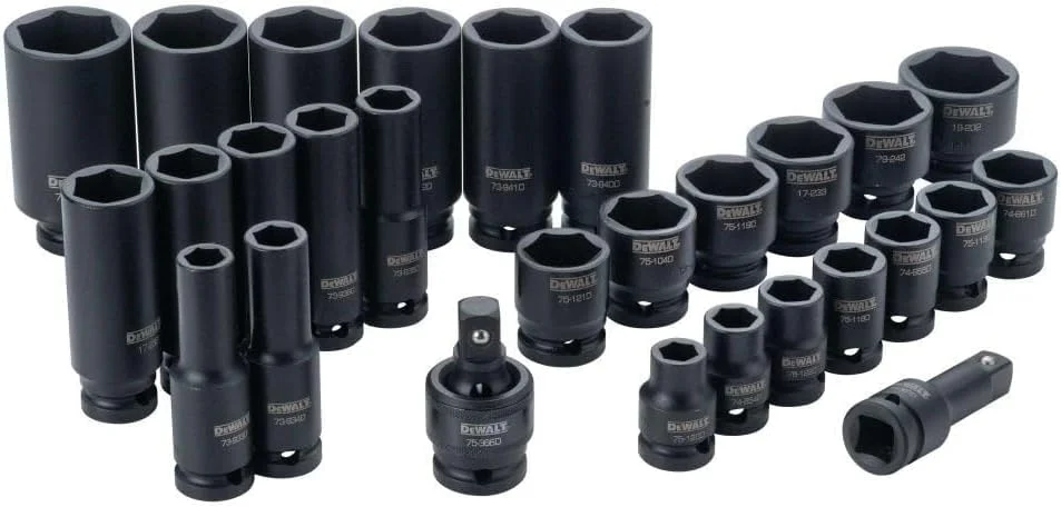 مجموعه آچار بکس ضربه ای Dewalt، SAE، مجموعه ترکیبی، درایو 1/2 اینچ، 28 تکه (Dwmt19244)