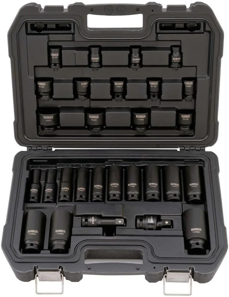 مجموعه آچار بکس ضربه ای Dewalt، SAE، مجموعه ترکیبی، درایو 1/2 اینچ، 28 تکه (Dwmt19244)