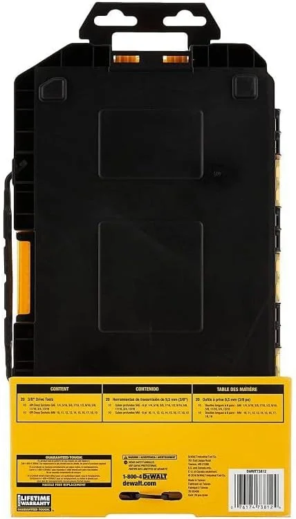 مجموعه آچار بکس دیوالت، 20 تکه، درایو 3/8 اینچ متریک/SAE (Dwmt73812)، سایز واحد