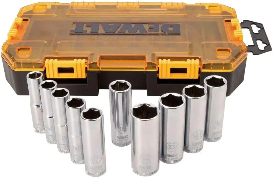 مجموعه آچار بکس 10 عددی DEWALT، متریک، درایو 1/2 اینچ (DWMT73815) مجموعه آچار بکس 10 عددی DEWALT، متریک، درایو 1/2 اینچ (DWMT73815)