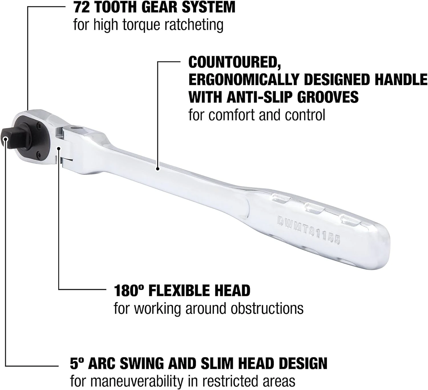 آچار جغجغه سر متحرک Dewalt، سایز SAE، 3/8 اینچ (Dwmt81155) آچار جغجغه سر متحرک Dewalt، سایز SAE، 3/8 اینچ (Dwmt81155)