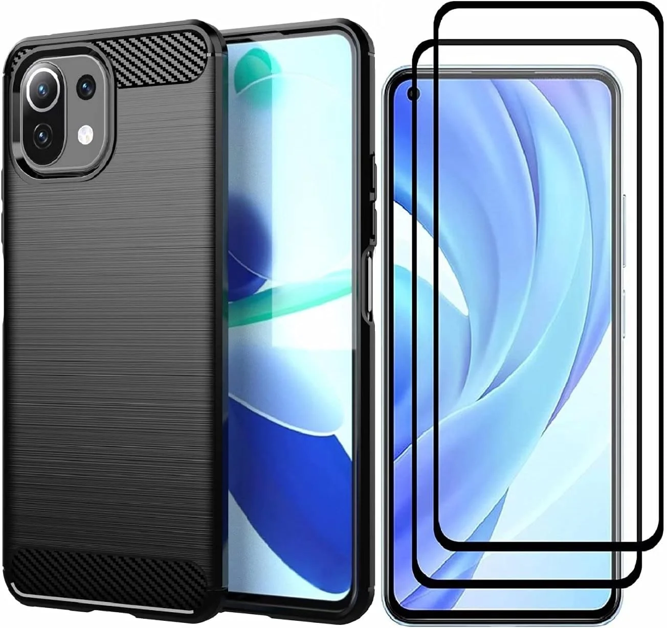 Wuzixi for Realme GT Neo2 Case + [2 Pack] HD Tempered Glass Screen Protector, Silicone Case, Shockproof and durable, Phone Cover for Realme GT Neo2. Black