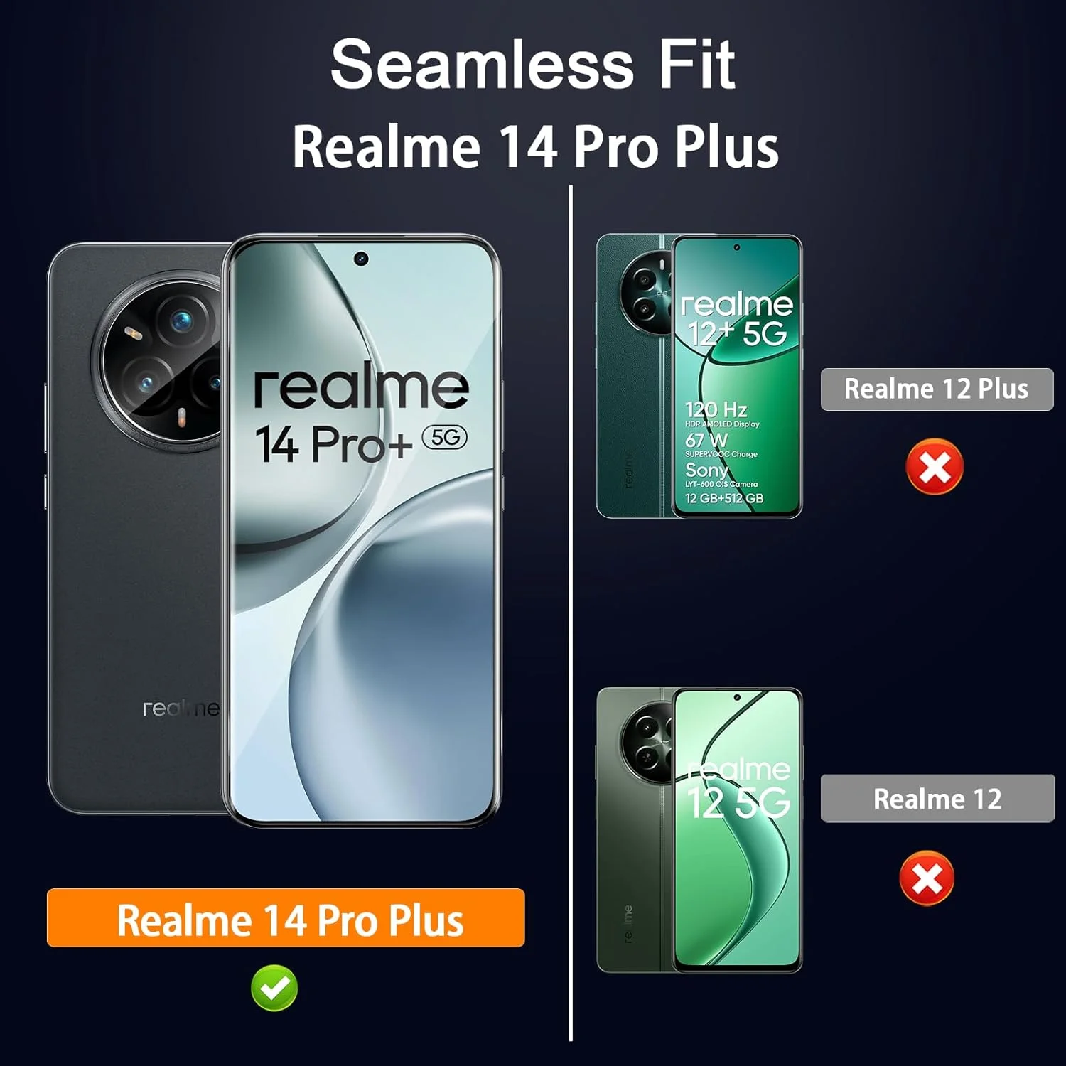 محافظ صفحه نمایش شیشه ای حرارت دیده Aerku برای Realme 14 Pro Plus به همراه محافظ دوربین پشتی [2+2 عدد]، سختی 9H، پوشش کامل سه بعدی