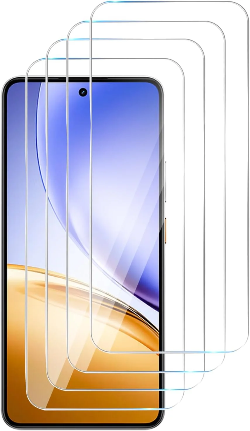 MGUEIAO [بسته 4 عددی سازگار با محافظ صفحه نمایش Realme 14، محافظ صفحه نمایش، محافظ شیشه ای، شیشه با سختی 9H [فوق العاده مقاوم] - شفاف