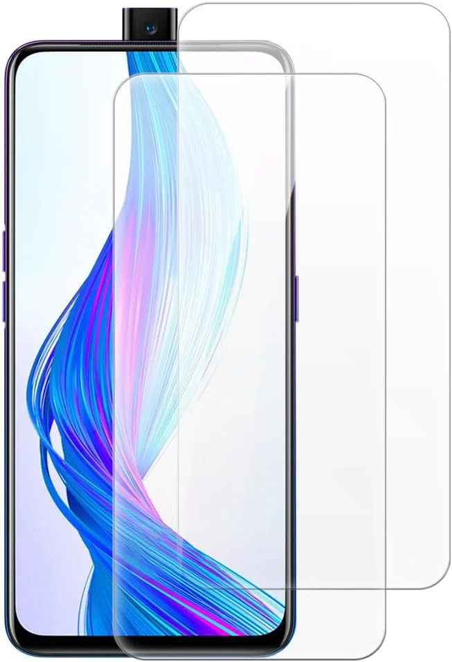 محافظ صفحه نمایش شیشه ای حرارت دیده شانتایم [2 عدد] سازگار با اوپو Realme X (6.53 اینچ)، شفاف HD ضد خش، بدون حباب، سازگار با قاب
