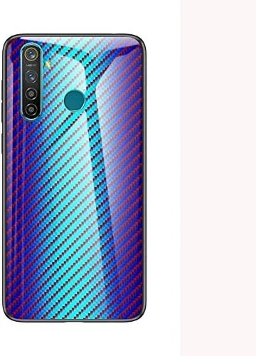 قاب شیشه ای جدید Yyq با رنگ گرادیان فیبر کربنی برای گوشی OPPO Realme 5 (مشکی) (رنگ: آبی)