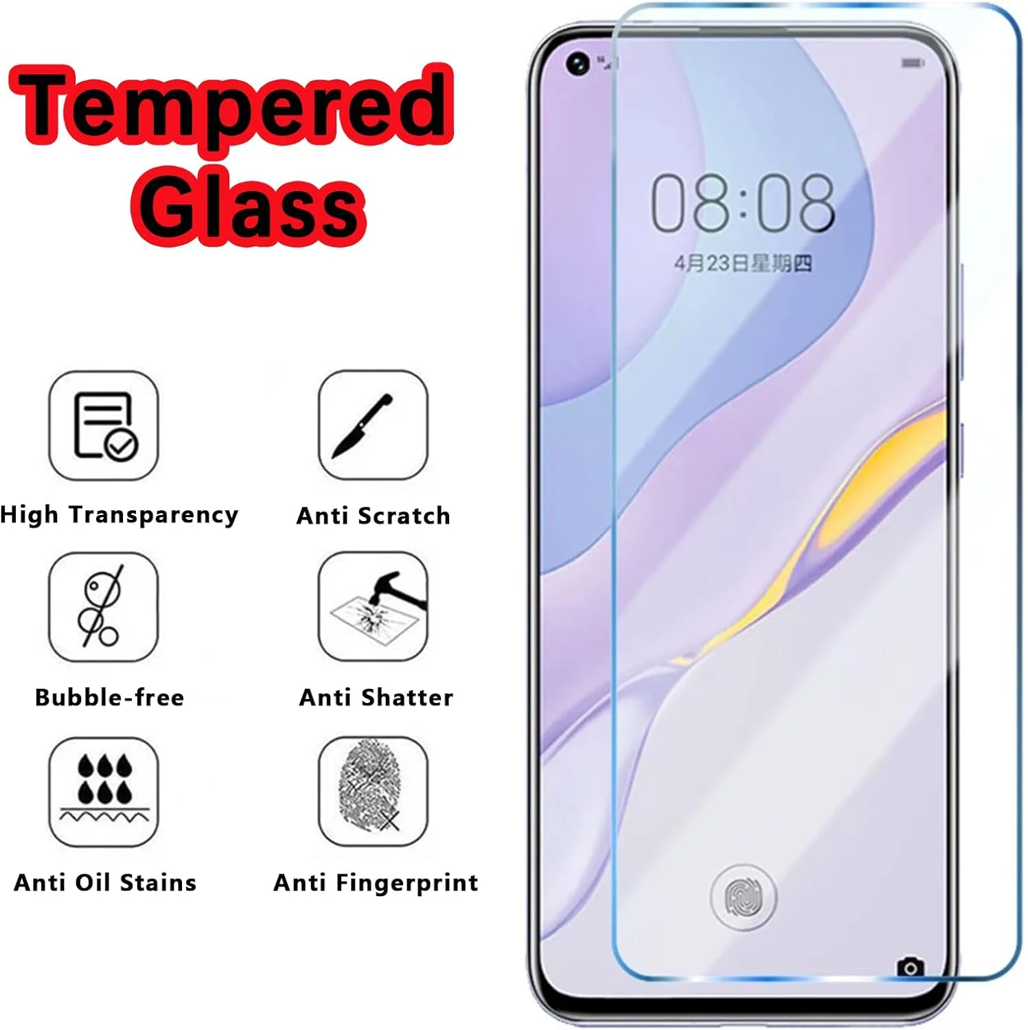 محافظ صفحه نمایش دامولون سازگار با Realme V5 5G (6.5 اینچ) [بسته 3 عددی] محافظ صفحه شیشه ای مناسب برای Realme Q2 5G RMX2117، فیلم محافظ شیشه ای حرارت دیده
