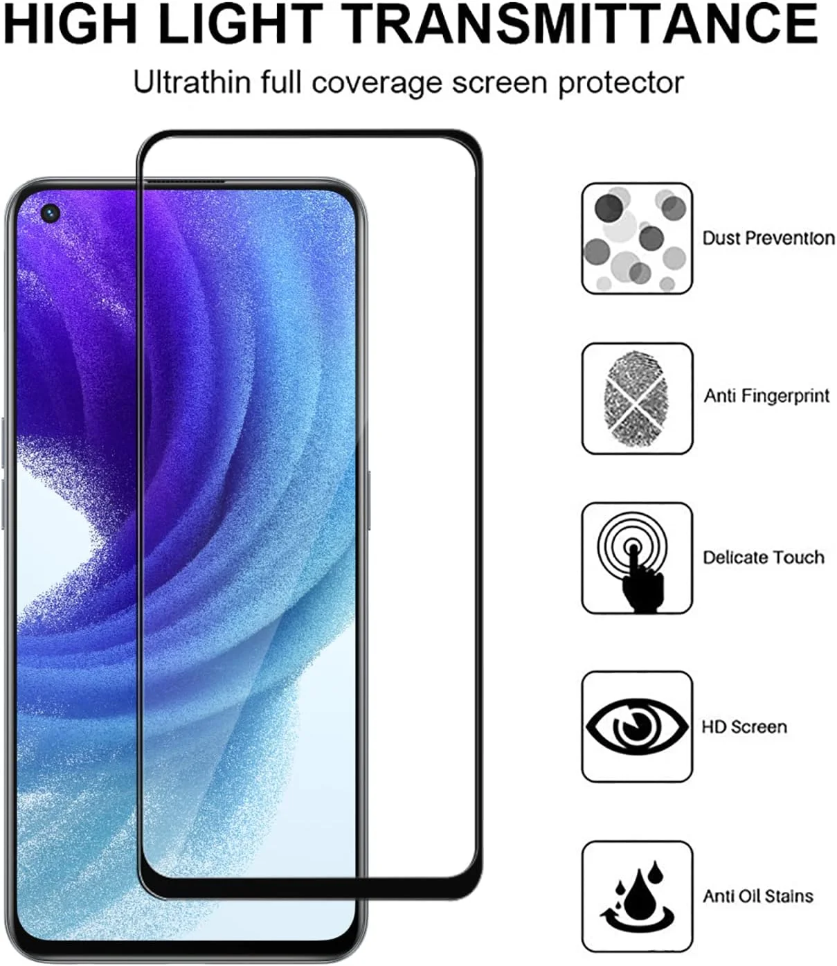 GMUJIAO [4 عدد] سازگار با Realme 13 برای محافظ صفحه نمایش، محافظ صفحه نمایش Realme 13، محافظ صفحه نمایش شیشه ای حرارت دیده [سختی 9H] - مشکی