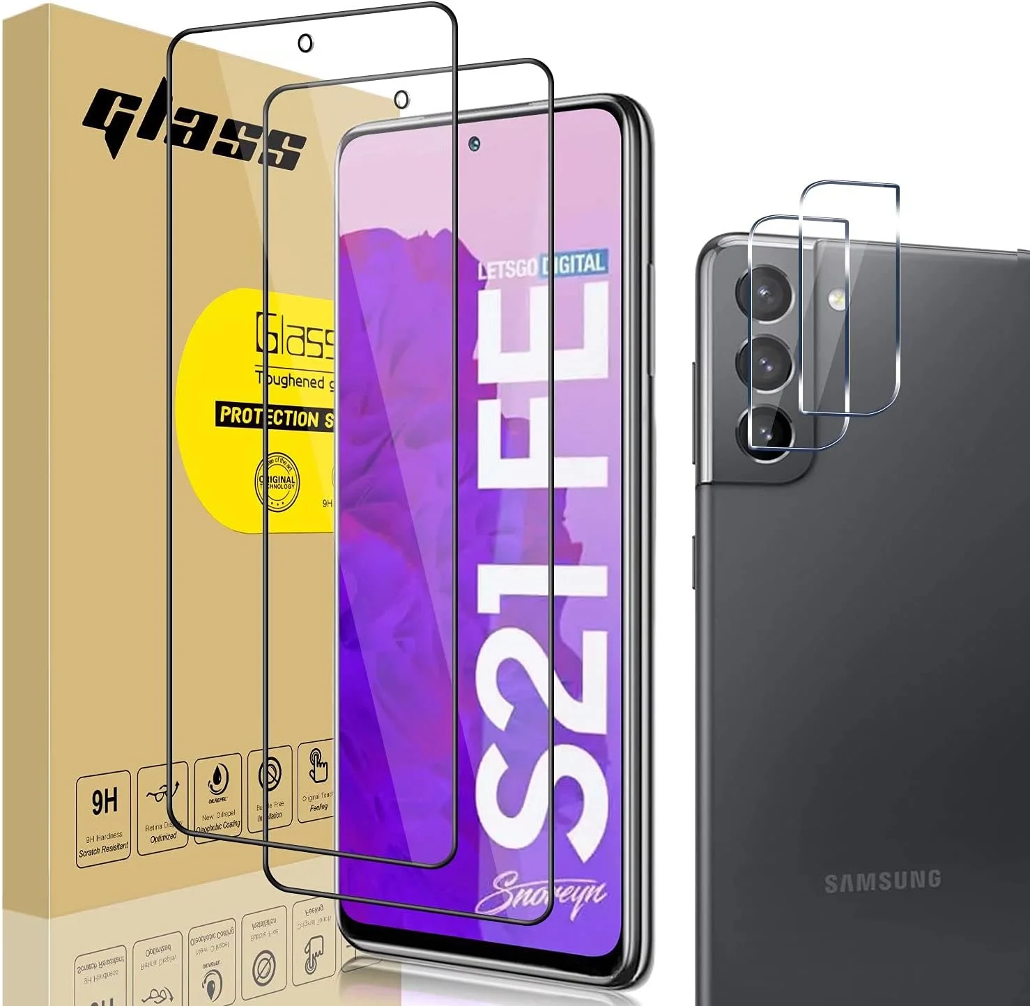 محافظ صفحه نمایش شیشه ای حرارت دیده Wuzixi برای Realme V11s 5G [2 عدد] + محافظ لنز دوربین [2 عدد]، سختی 9H، بدون حباب، مقاوم در برابر خراش، پوشش کامل صفحه نمایش.