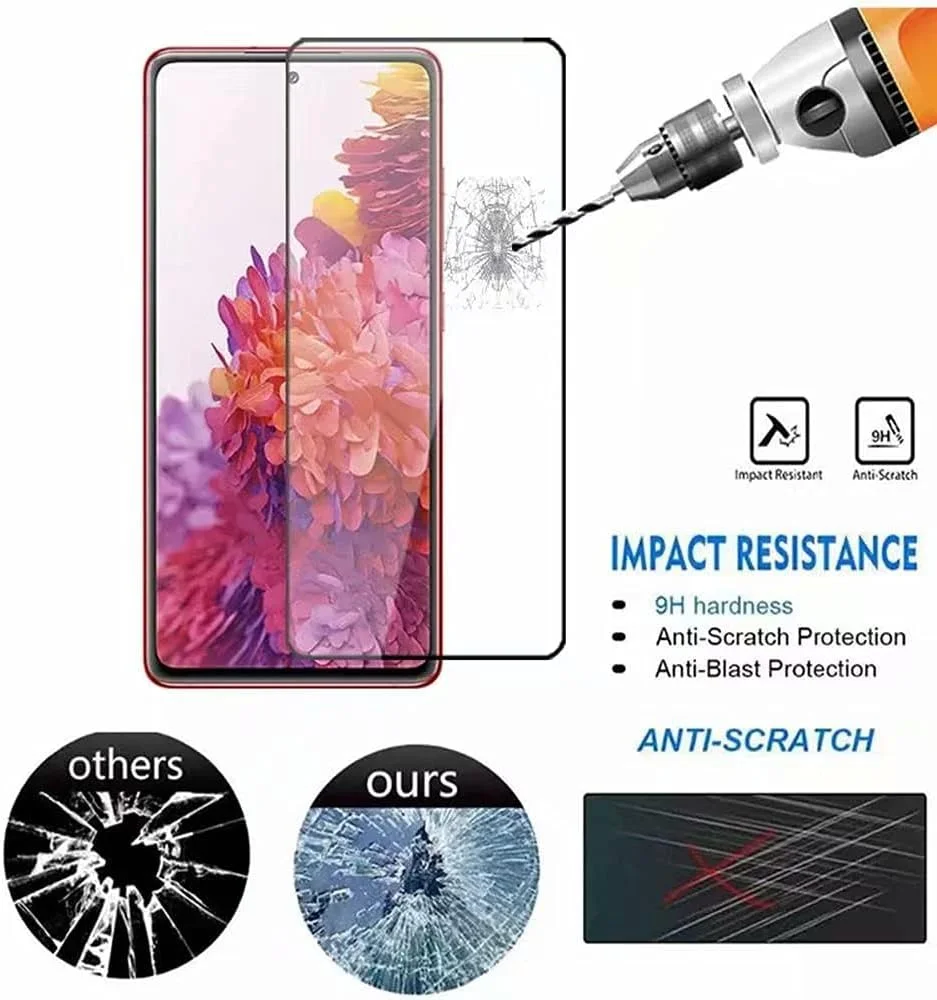 محافظ صفحه نمایش شیشه ای حرارت دیده Wuzixi برای Realme C25 [2 عدد] + محافظ لنز دوربین [2 عدد]، سختی 9H، بدون حباب، مقاوم در برابر خراش، پوشش کامل صفحه نمایش.