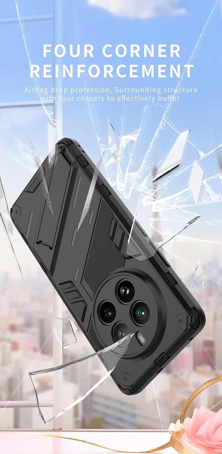 کاور محافظ گوشی GMUJIAO سازگار با Realme 12 Pro Plus، کاور ضد ضربه و ضد خش، دارای استند به همراه 2 محافظ صفحه نمایش شیشه ای حرارت دیده و ضد خش - سفید