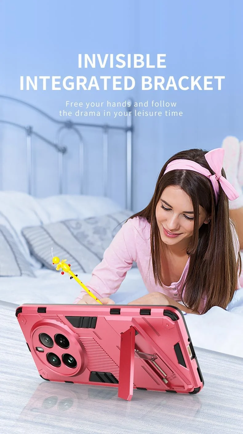 کاور محافظ گوشی GMUJIAO سازگار با Realme 12 Pro Plus، کاور ضد ضربه و ضد خش، دارای استند به همراه 2 محافظ صفحه نمایش شیشه ای حرارت دیده و ضد خش - سفید