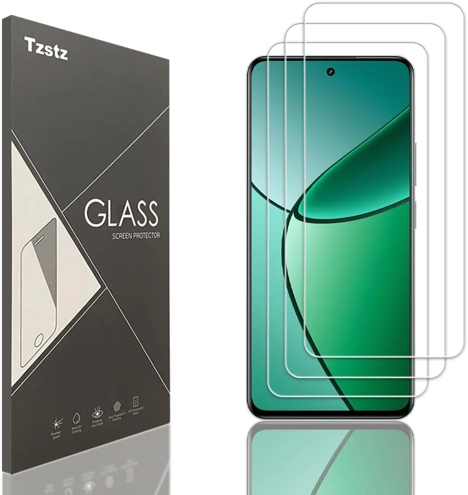محافظ صفحه نمایش شیشه ای تمپرد Tzstz برای Realme 12+ سایز 6.67 اینچ، سختی 9H، ضد خش، HD، بسته 3 عددی