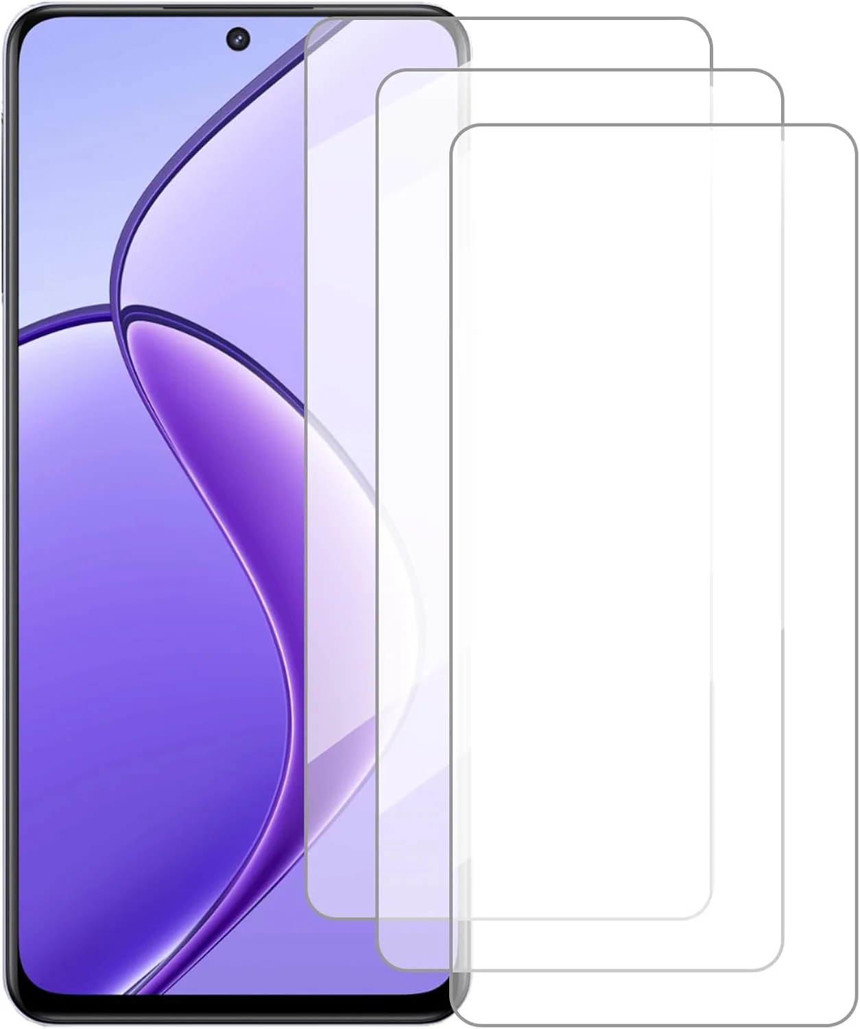 محافظ صفحه نمایش دامولون سازگار با Realme Narzo 70X 5G (6.72 اینچ) [بسته 3 عددی] محافظ صفحه نمایش شیشه ای حرارت دیده مناسب برای Realme Narzo 70X 5G، محافظ صفحه نمایش شیشه ای حرارت دیده