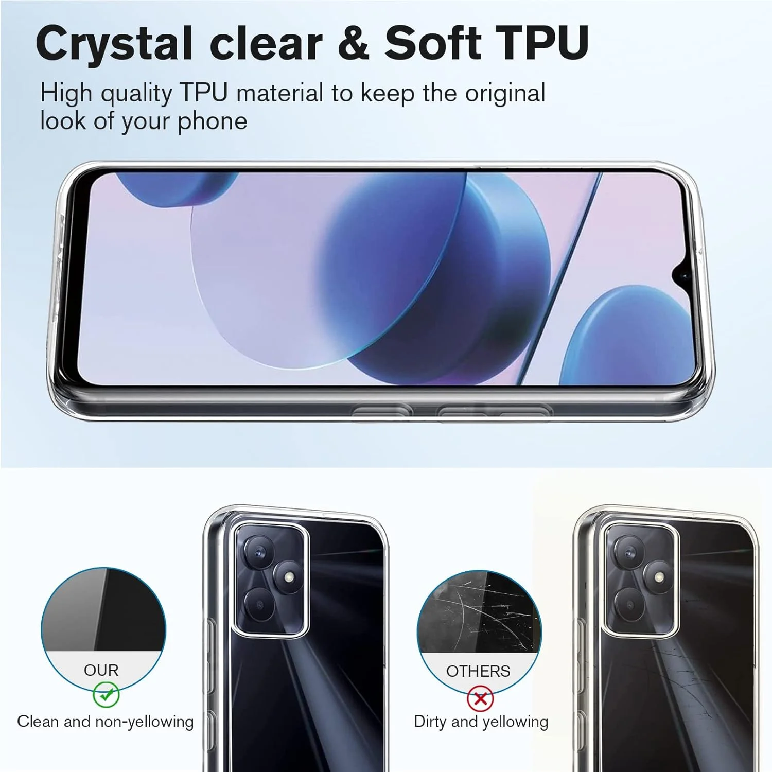 هویییواموای، 2 عدد کاور و 2 عدد محافظ صفحه شیشهای سازگار با Realme C51، کاور ضد ضربه به همراه محافظ صفحه شیشهای حرارتدیده سازگار با Realme C51، شفاف هویییواموای، 2 عدد کاور و 2 عدد محافظ صفحه شیشهای سازگار با Realme C51، کاور ضد ضربه به همراه محافظ صفحه شیشهای حرارتدیده سازگار با Realme C51، شفاف