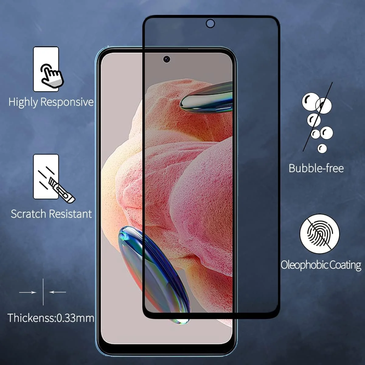 محافظ صفحه نمایش حریم خصوصی Fiokxie [بسته 2 عددی] برای Realme 10 Pro - محافظ صفحه نمایش حریم خصوصی تمام صفحه، فیلم شیشه ای سخت شده سه بعدی، سختی 9H ضد خش و پوشش کامل