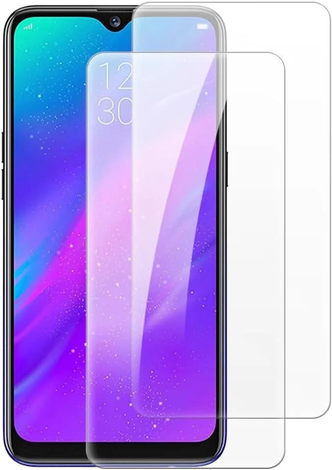 شاین تایم [بسته 2 عددی] محافظ صفحه نمایش شیشه ای حرارت دیده سازگار با OPPO Realme 3 (6.22 اینچ)، HD شفاف ضد خش بدون حباب سازگار با قاب