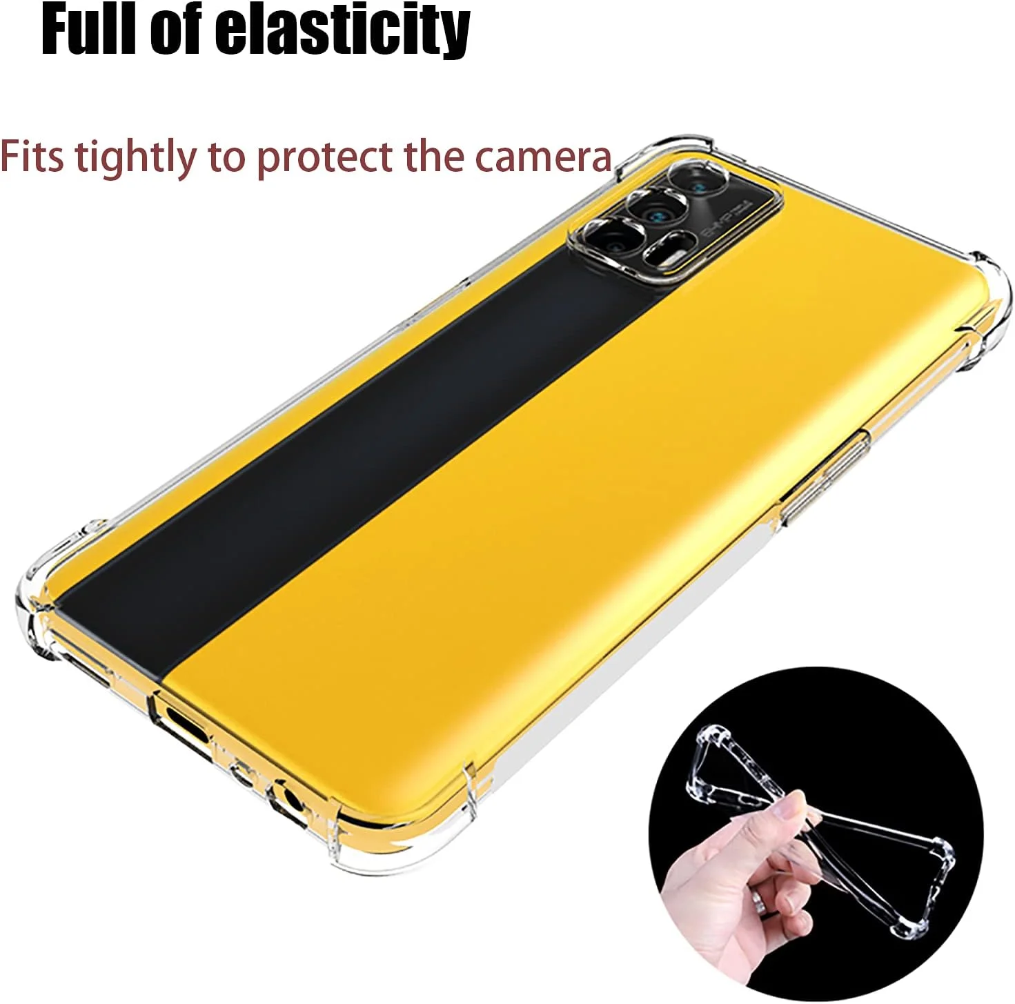 GMUJIAO Case for Realme GT Neo,With 2 * Tempered Glass Screen Protector [2 in 1],Transparent Soft TPU Shockproof Phone Case