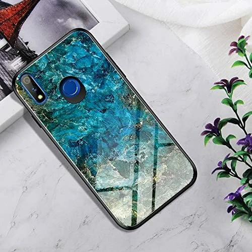 قاب محافظ شیشه ای مقاوم در برابر ضربه YYQ + TPU برای OPPO Realme X (کهکشان رنگارنگ) (رنگ: زمردی)