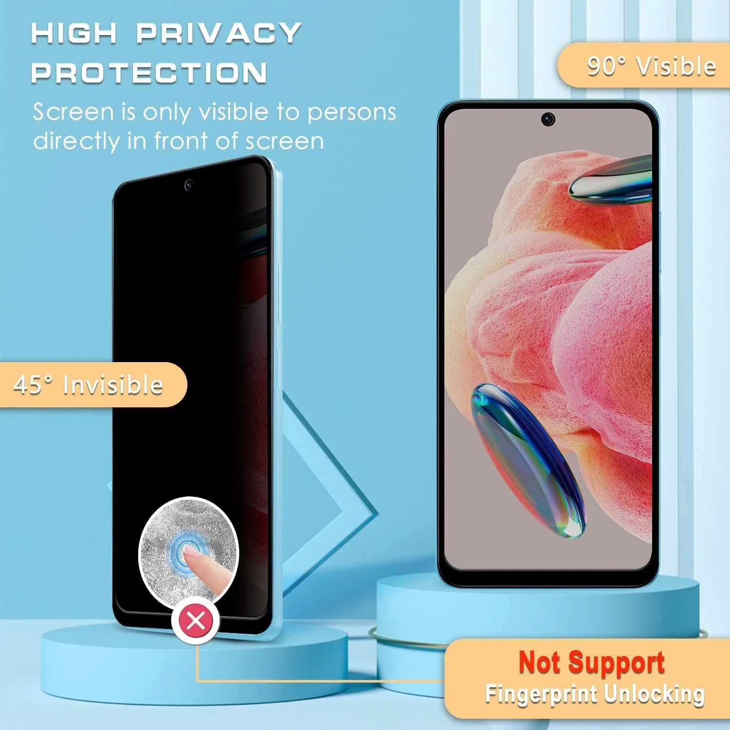 محافظ صفحه نمایش حریم خصوصی Fiokxie [بسته 2 عددی] برای Realme 10 Pro - محافظ صفحه نمایش حریم خصوصی تمام صفحه، فیلم شیشه ای سخت شده سه بعدی، سختی 9H ضد خش و پوشش کامل