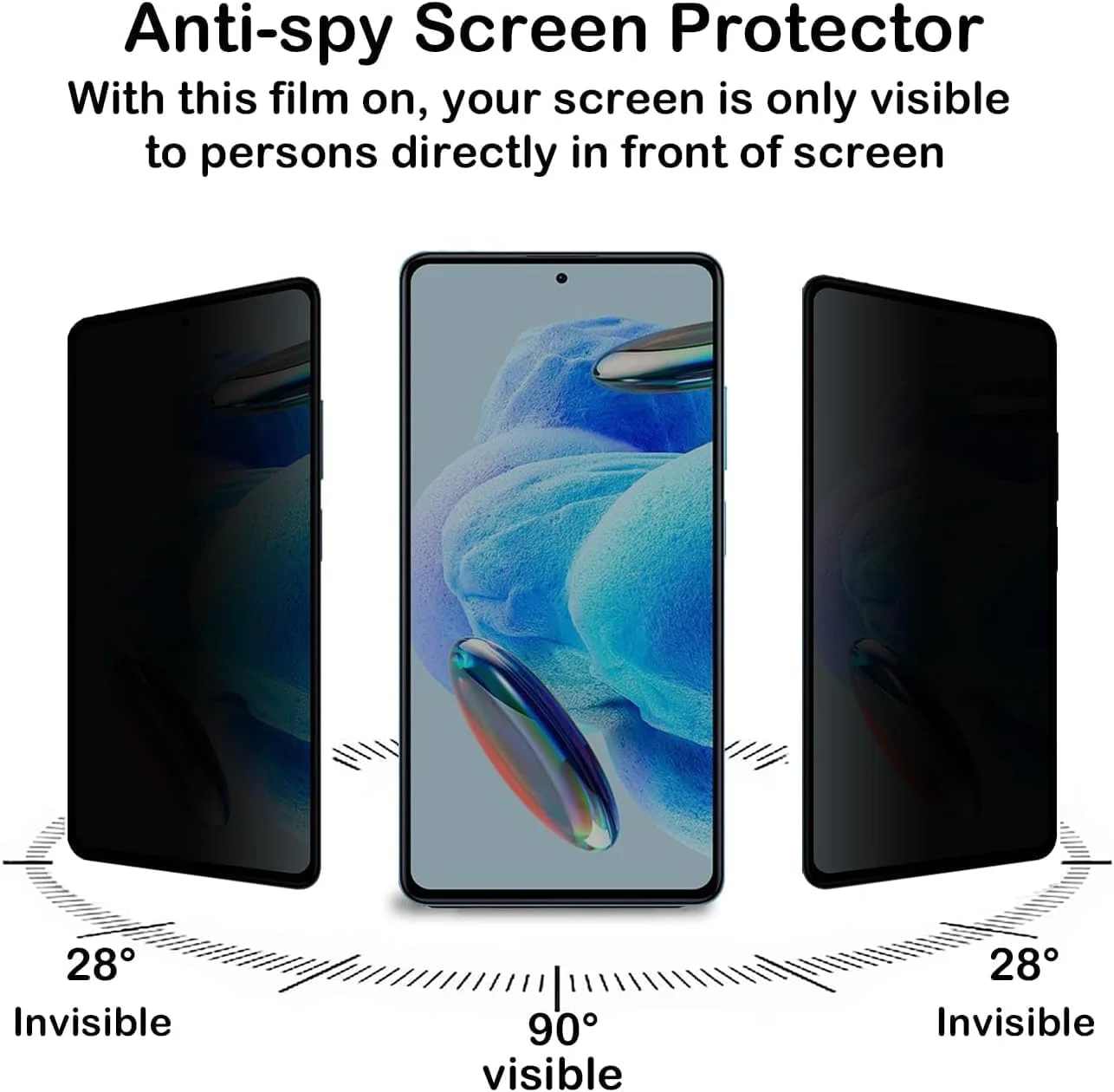 محافظ صفحه نمایش حریم خصوصی Fiokxie [بسته 2 عددی] برای Realme 12/ Realme 12X - محافظ صفحه نمایش حریم خصوصی تمام صفحه، فیلم شیشه ای حرارت دیده سه بعدی، سختی 9H ضد خش
