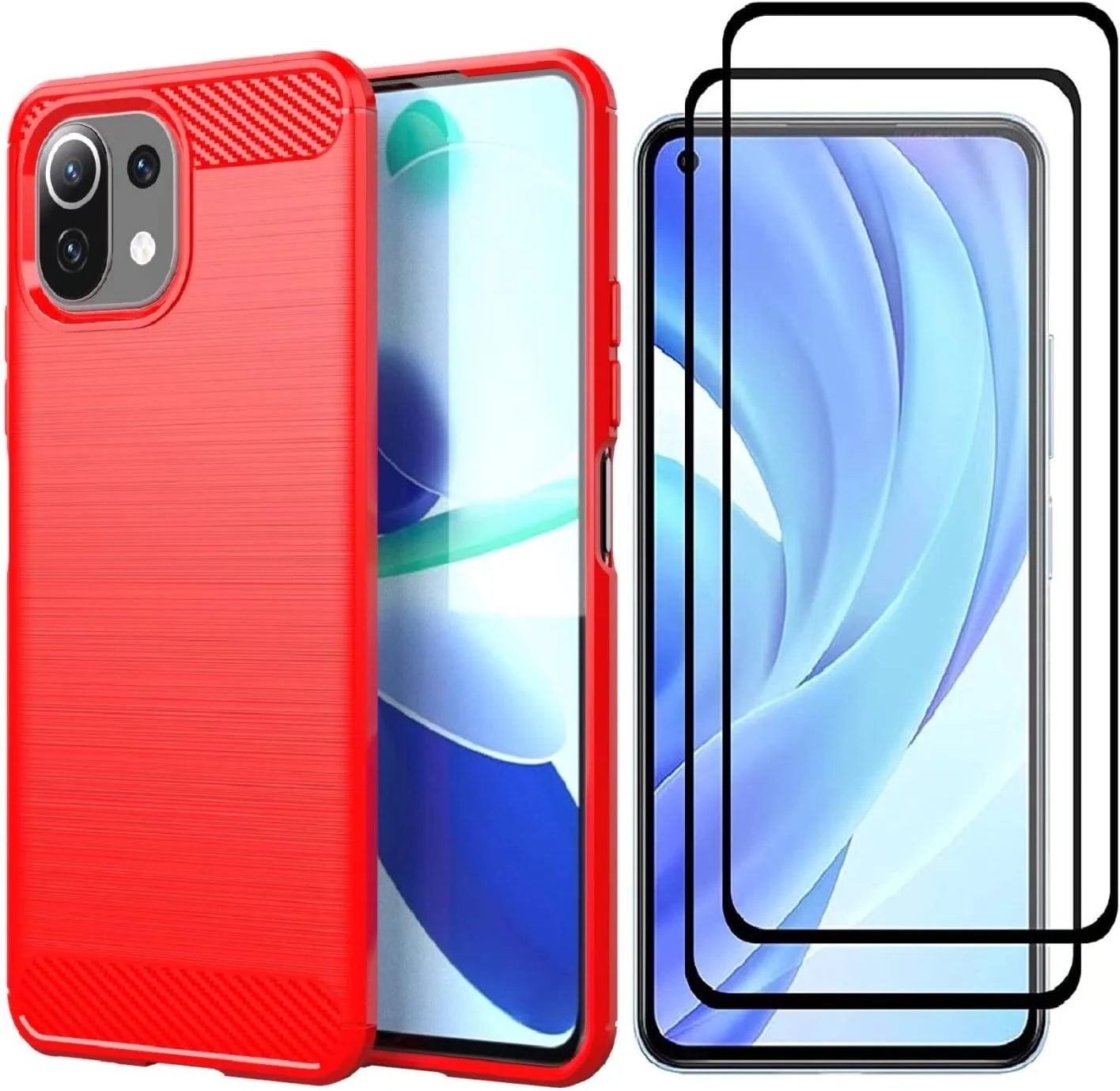 کاور گوشی Wuzixi برای Realme GT 2 Pro + [شامل 2 عدد] محافظ صفحه نمایش شیشه ای حرارت دیده HD، کاور سیلیکونی، ضد ضربه و بادوام، قاب گوشی برای Realme GT 2 Pro. قرمز