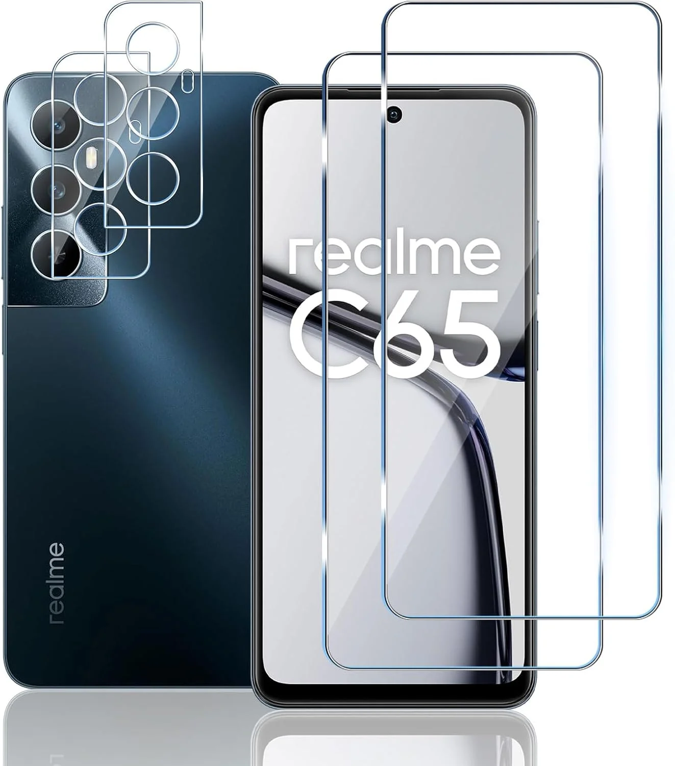 محافظ صفحه نمایش Mayfun سازگار با Realme 10 4G شیشه حرارت دیده، [2+2 تکه] محافظ صفحه نمایش و محافظ دوربین، سختی 9H، بدون حباب، ضد خش، محافظت از دوربین HD