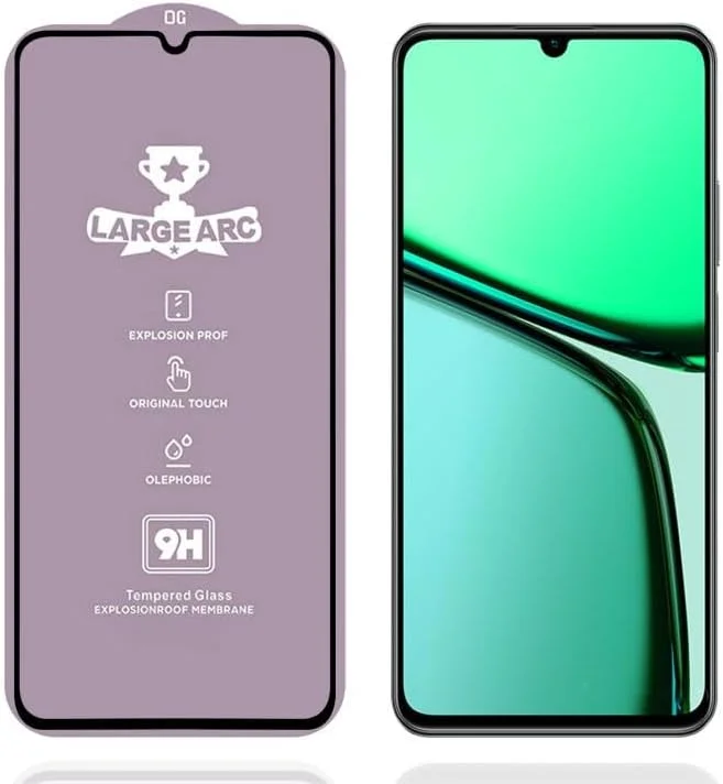 محافظ صفحه نمایش شیشه ای تمپرد SHIHUI برای Realme C61 / C63 / Note 60، درجه سختی 9H، ضخامت 0.4 میلی متر، شیشه آلومینیومی بزرگ با قوس بالا (رنگ 2)