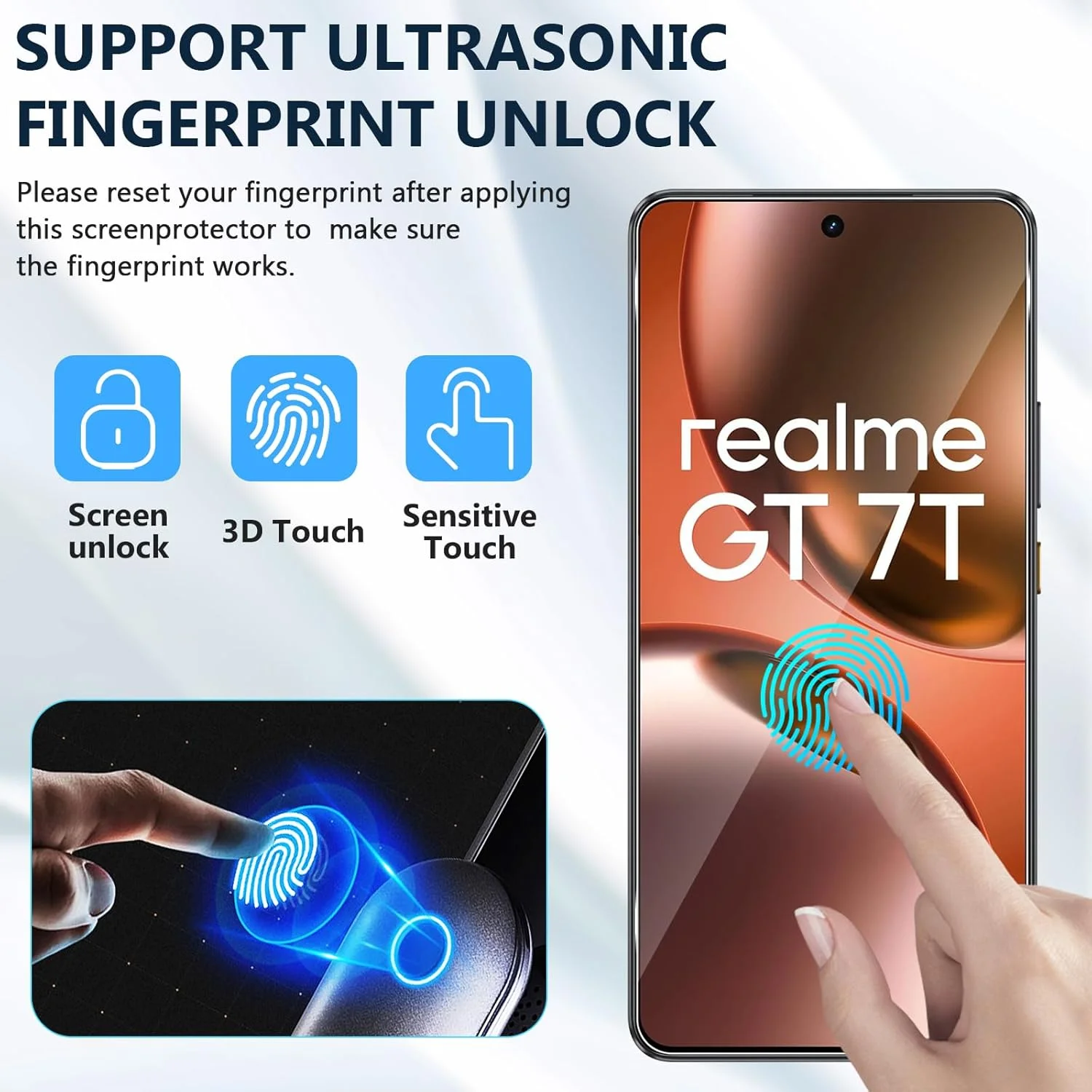 محافظ صفحه نمایش شیشه ای تمپرد Xunzii برای Realme GT 7 / Realme GT 7T 5G به همراه محافظ لنز دوربین عقب [2+2 تکه]، محافظ صفحه نمایش شیشه ای سخت با وضوح HD و سختی 9H بدون حباب