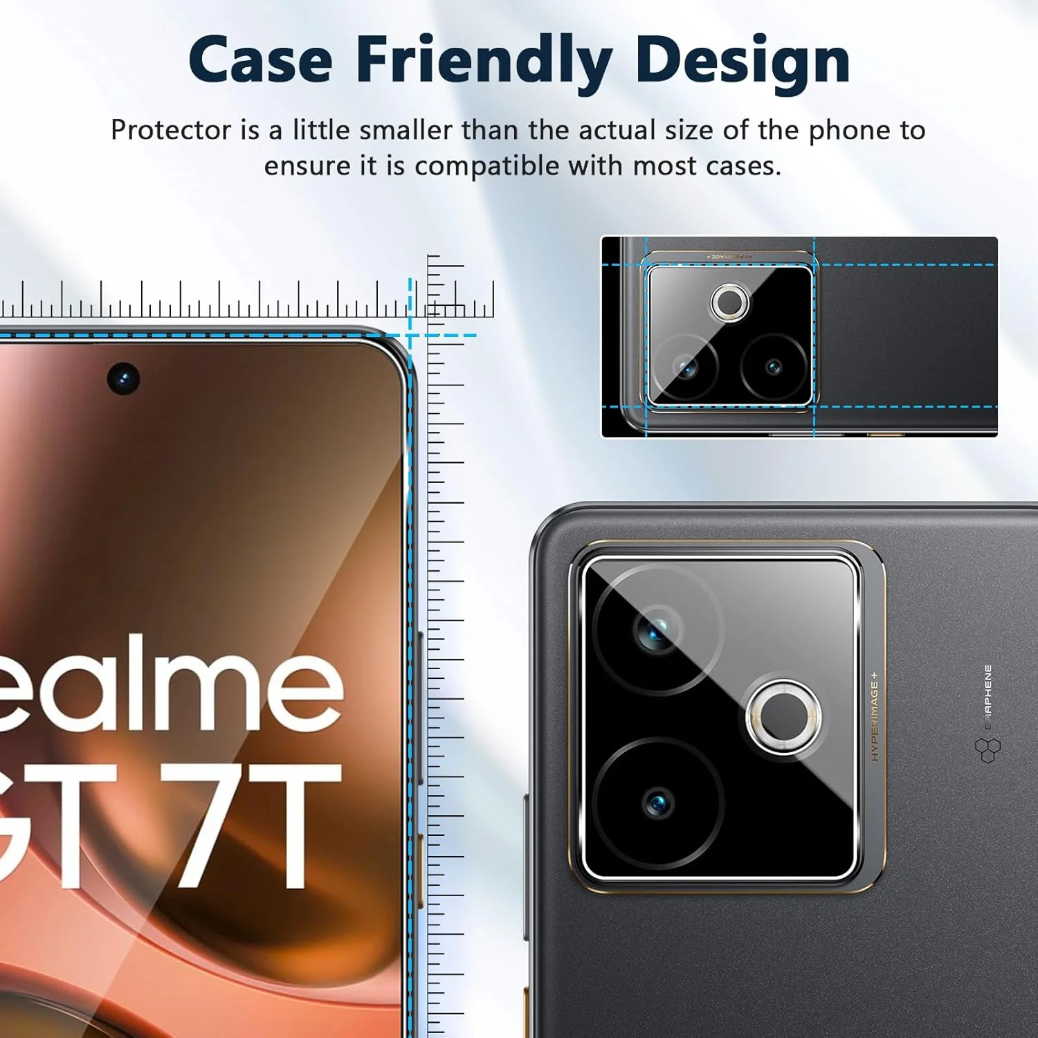محافظ صفحه نمایش شیشه ای تمپرد Xunzii برای Realme GT 7 / Realme GT 7T 5G به همراه محافظ لنز دوربین عقب [2+2 تکه]، محافظ صفحه نمایش شیشه ای سخت با وضوح HD و سختی 9H بدون حباب