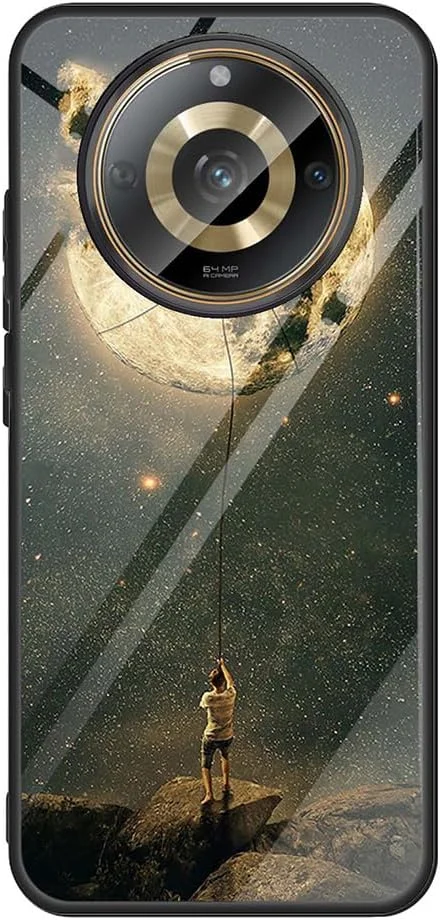 کاور SEAHAI برای Realme 11 PRO 5G / Realme 11 PRO+ Plus 5G، قاب سیلیکونی TPU فوق العاده نازک، پشت شیشه ای با الگوی نقاشی زیبا، ضد ضربه و ضد خش، طرح ستاره