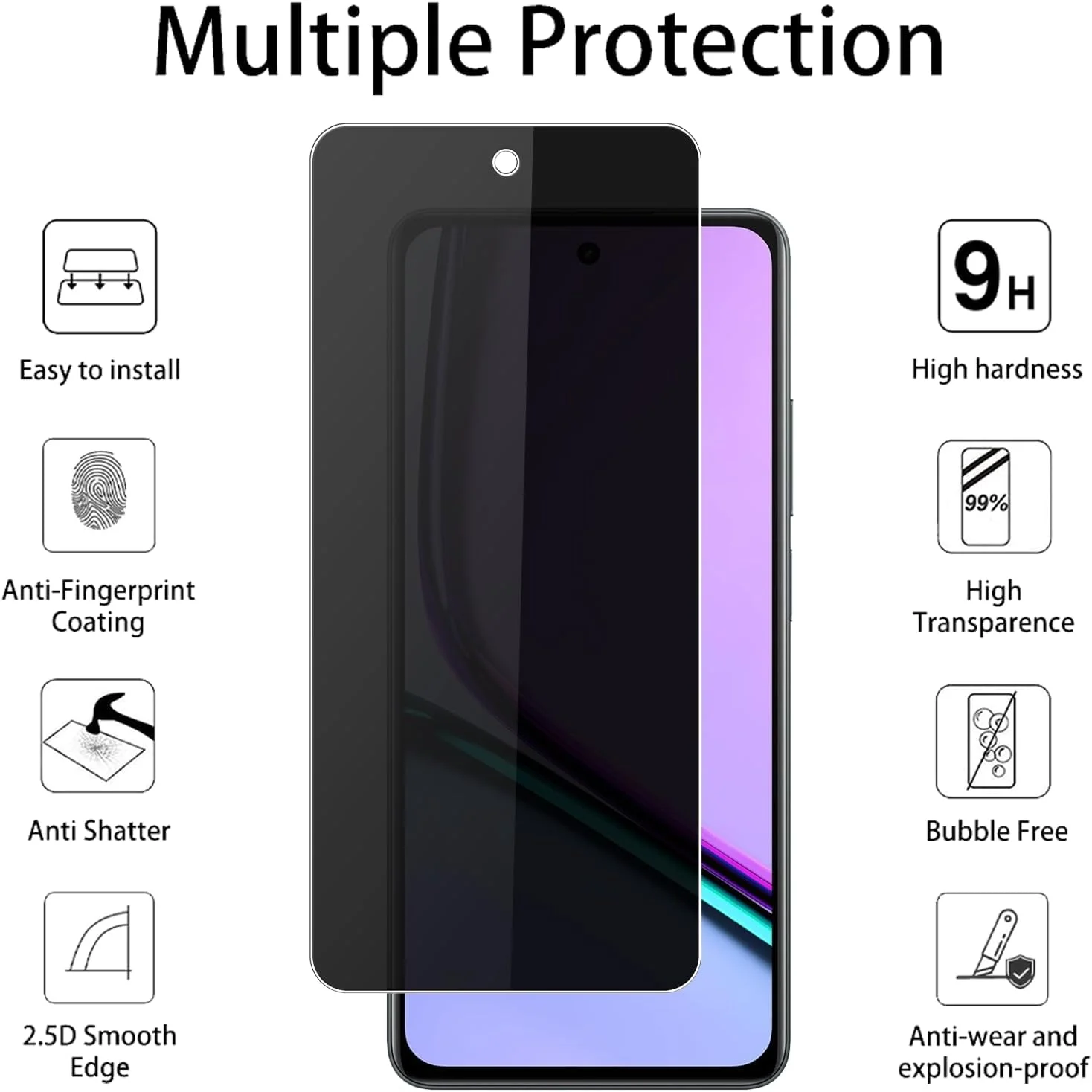 محافظ صفحه نمایش حریم خصوصی Vsjnk سازگار با شیشه حرارت دیده Realme C67، بسته 3 عددی محافظ صفحه نمایش ضد اثر انگشت ضد خش سختی 9H ضد حباب پاسخگویی بالا محافظ صفحه نمایش حریم خصوصی Vsjnk سازگار با شیشه حرارت دیده Realme C67، بسته 3 عددی محافظ صفحه نمایش ضد اثر انگشت ضد خش سختی 9H ضد حباب پاسخگویی بالا