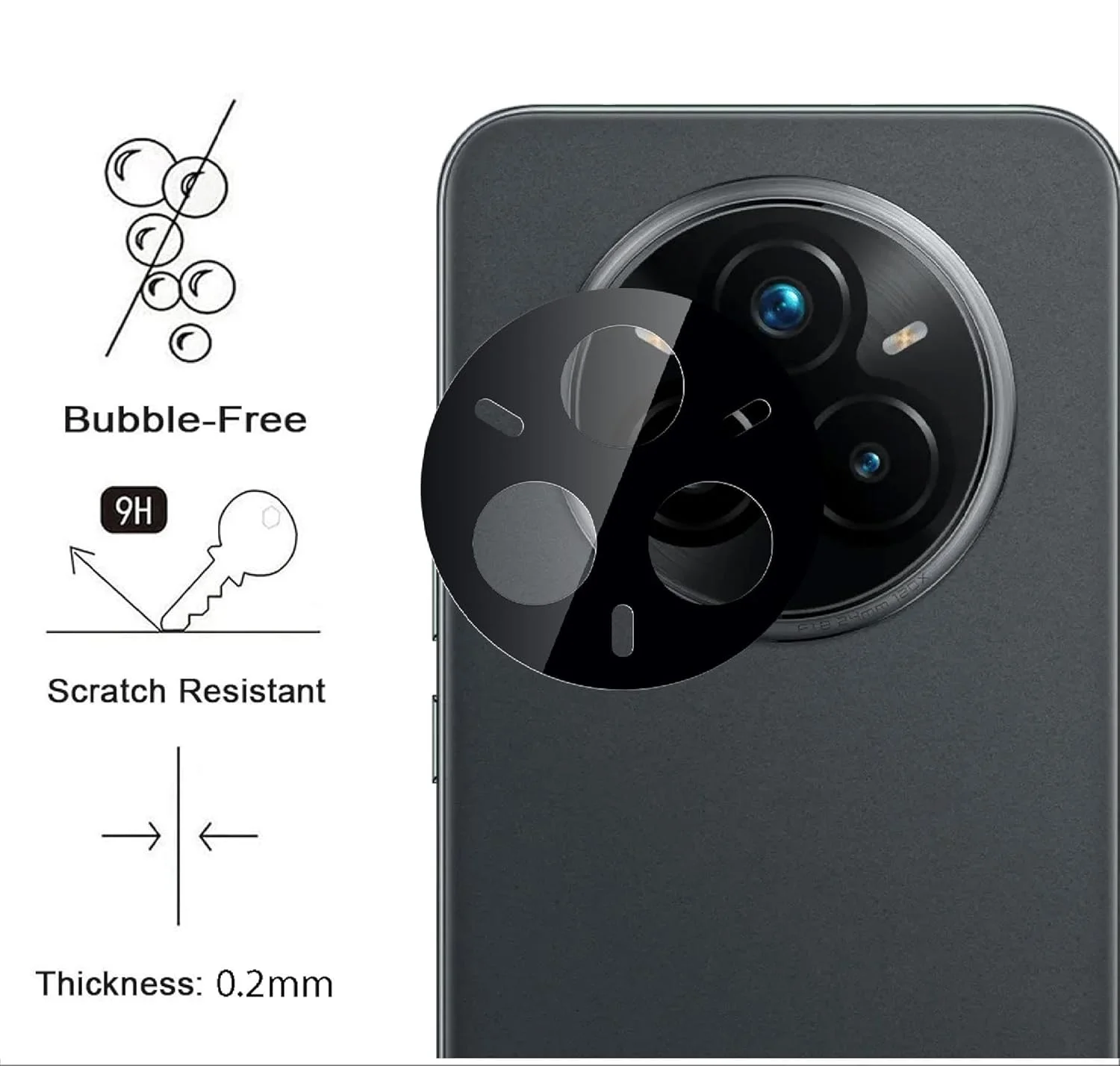 مجموعه 2 عددی محافظ لنز دوربین GIOPUEY [محافظت کامل] سازگار با Realme 14 Pro Plus، محافظ صفحه نمایش شیشه ای HD [ضد اثر انگشت] محافظ دوربین برای Realme 14 Pro Plus