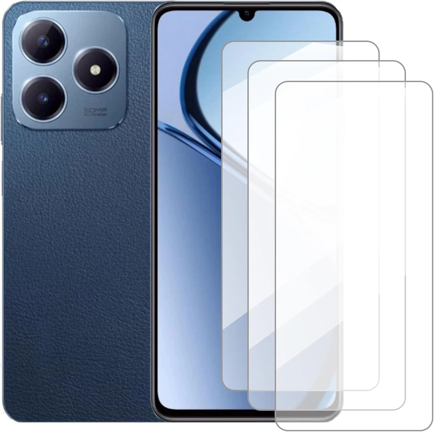 محافظ صفحه نمایش دامولون سازگار با Realme C65S 4G (6.74 اینچ) [بسته 3 عددی] محافظ صفحه شیشه ای حرارت دیده مناسب برای Realme C51S 4G