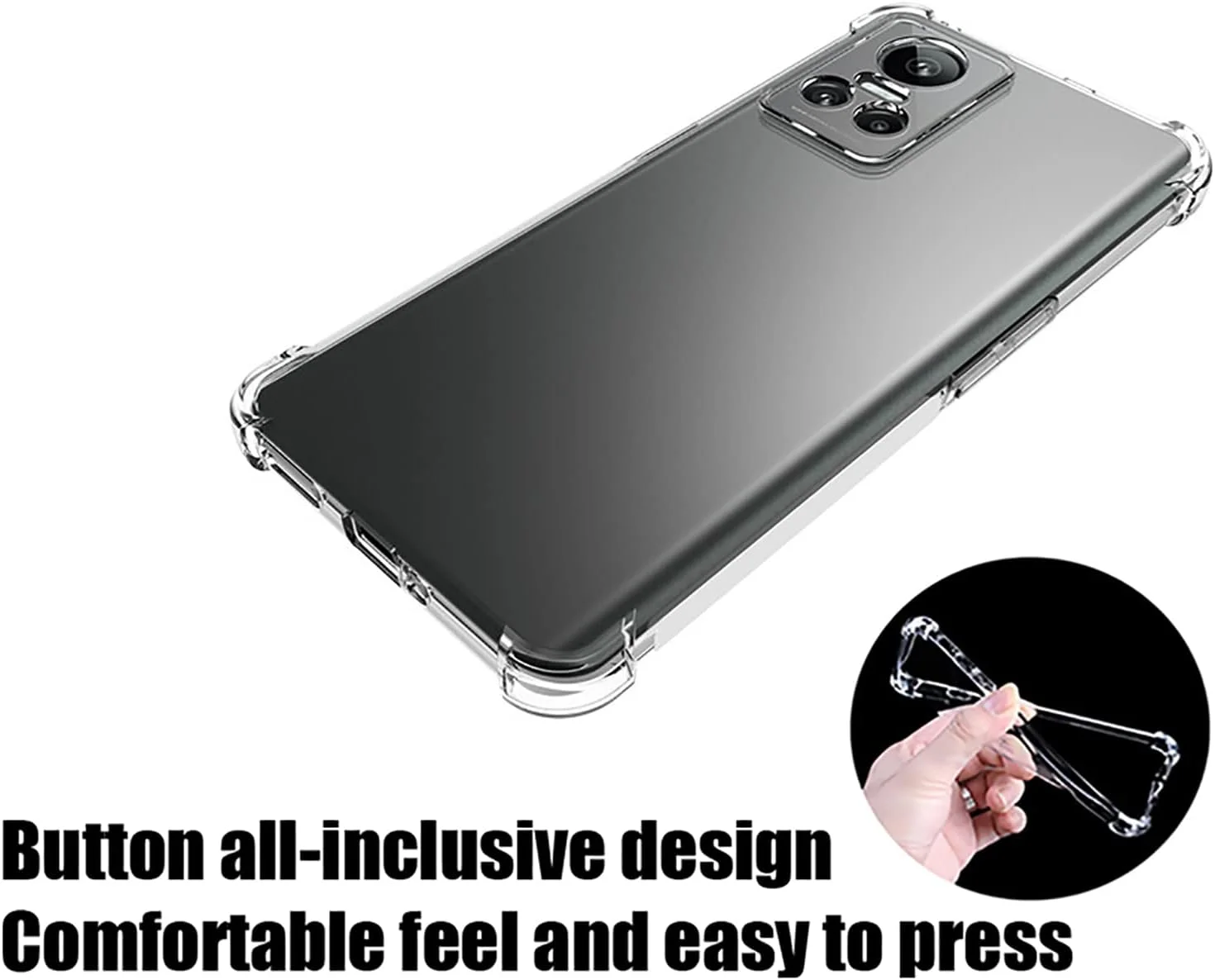 کاور GMUJIAO برای Realme GT Neo3، به همراه 2 عدد محافظ صفحه نمایش شیشه ای حرارت دیده [2 در 1]، کاور گوشی TPU نرم و شفاف ضد ضربه