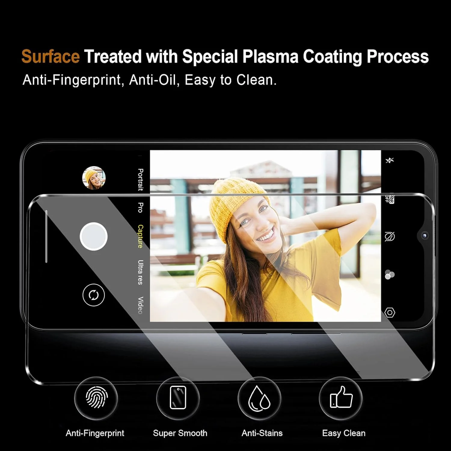 قاب HuiYouMY و محافظ صفحه نمایش شیشه ای حرارت دیده 3 عددی، لایه محافظ سازگار با Realme 11 4G، قاب ضد ضربه سازگار با قاب سیلیکونی موبایل Realme 11 4G - مشکی