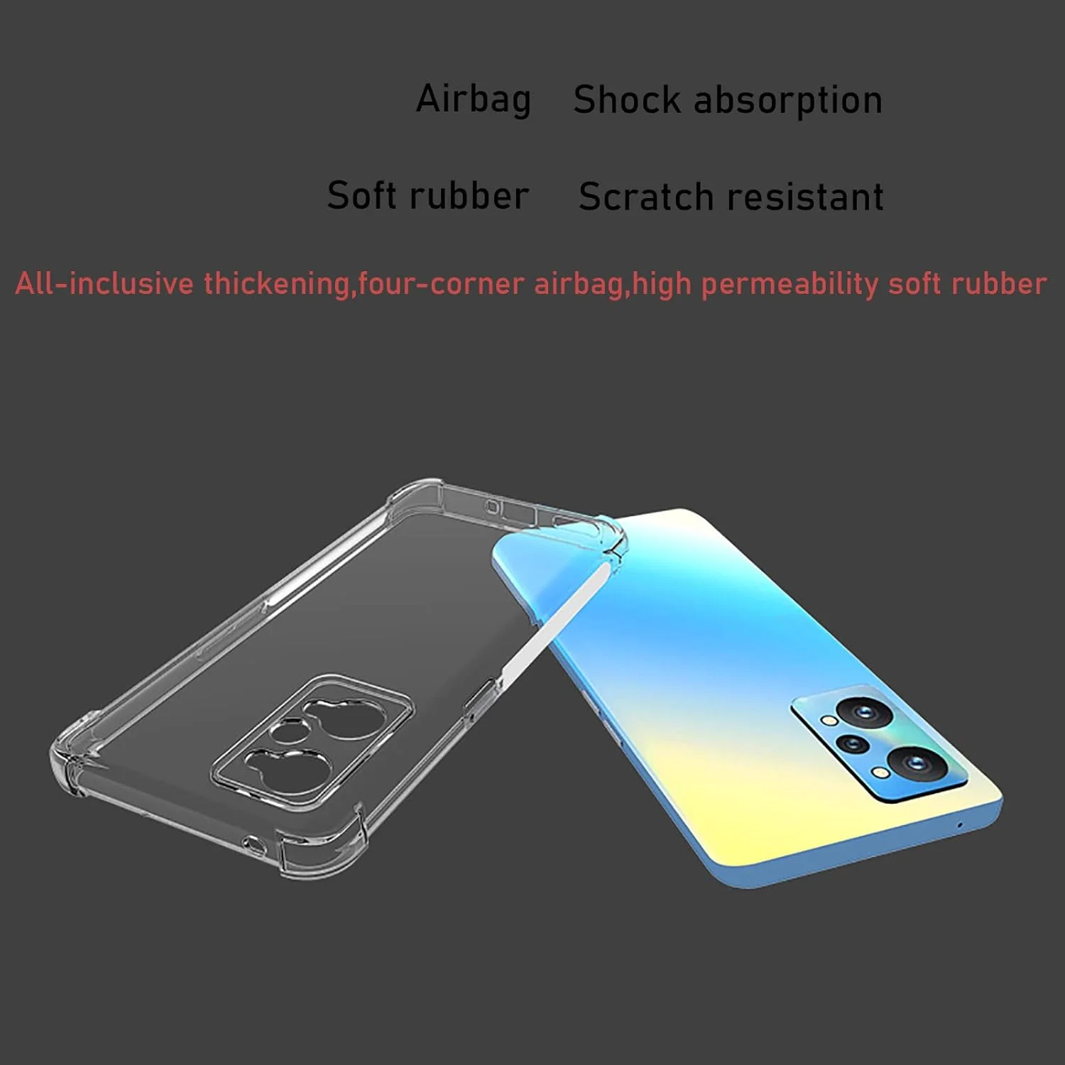 کاور GMUJIAO برای Realme GT Neo2، به همراه 2 عدد محافظ صفحه نمایش شیشه ای حرارت دیده [2 در 1]، کاور گوشی TPU نرم و شفاف ضد ضربه