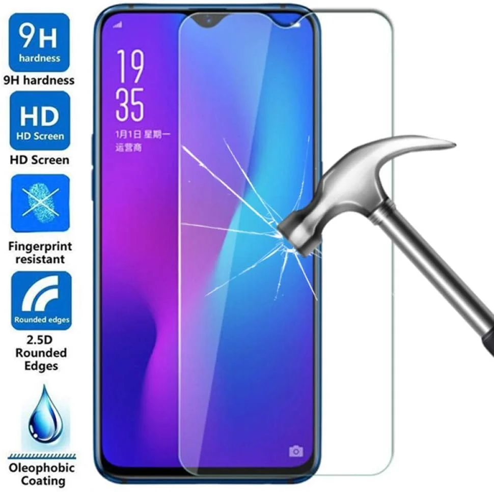 پک 3 عددی محافظ صفحه نمایش شیشه ای حرارت دیده MIBQM، مناسب برای گوشی های OPPO A1k A5s K3 A5 A9 2020 Realme 3 5 Pro 3i C2، محافظ صفحه نمایش شیشه ای برای OPPO Realme 5 Pro