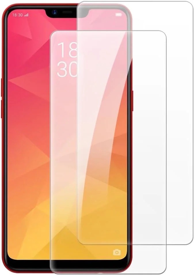 شاین تایم [بسته 2 عددی] محافظ صفحه نمایش شیشه ای حرارت دیده سازگار با OPPO Realme 2 (6.2 اینچ)، HD شفاف ضد خش بدون حباب، سازگار با قاب
