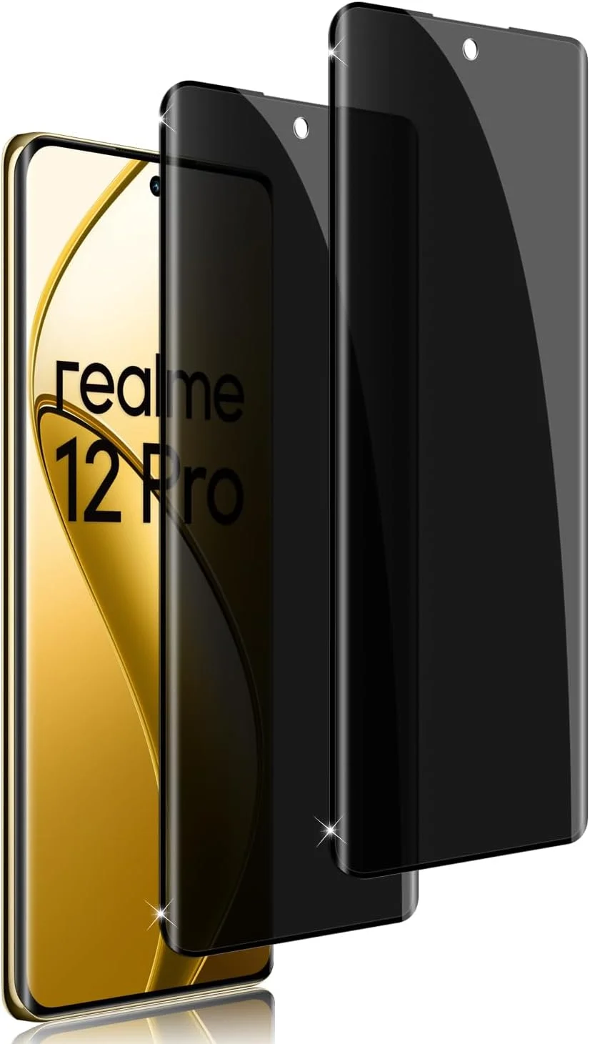 Holilo Pack of 2 for Realme 12 Pro/Realme 12 Pro Plus 5G Privacy Screen Protector for Tempered Glass, Anti-Spy Privacy Film Protect Screen Protector Black Edge Privacy Protective Glass