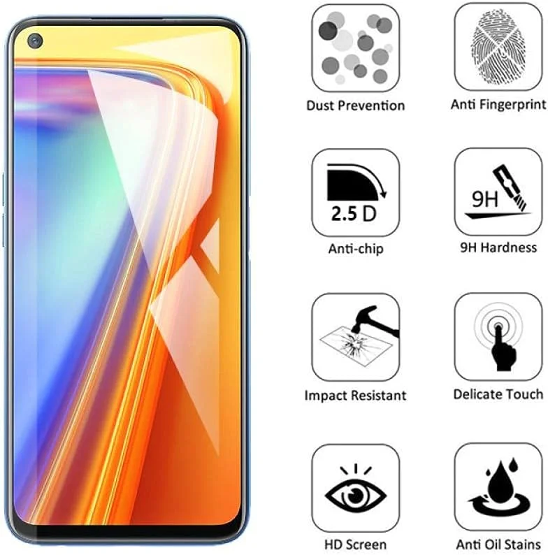 محافظ صفحه نمایش شیشه ای حرارت دیده MIBQM بسته 3 عددی برای گوشی Oppo Realme 7 Pro 7Pro، فیلم ایمنی شیشه ای 9H برای Oppo Realme7 Realme7pro