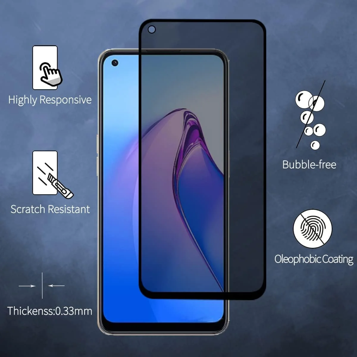 Fiokxie [2 Pack] Anti-Spy Screen Protector for Realme 11- Full Screen Privacy Screen Protector, 3D Tempered Glass Film, 9H Hardness Anti-Peeping Full Coverage Protector Anti Scratch Screen