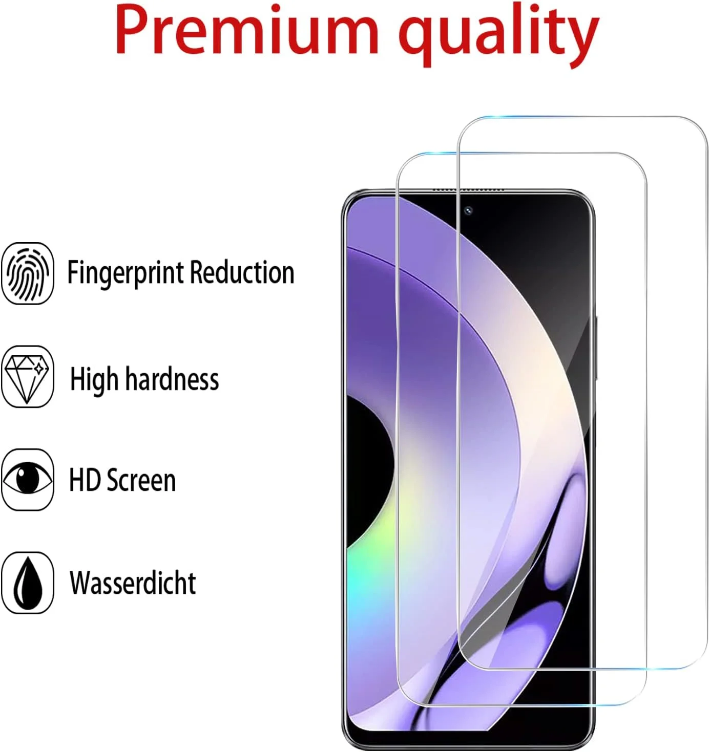 GMUJIAO [بسته 2+2 عددی] سازگار با Realme 10 4G، محافظ صفحه نمایش شیشه ای حرارت دیده و محافظ لنز دوربین، فیلم شیشه ای حرارت دیده تمام صفحه HD [ضد شکستگی]